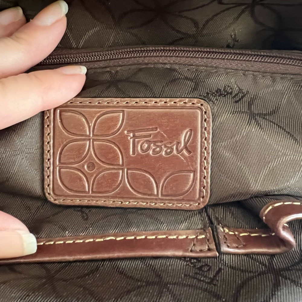 Fossil, Brown-Genuine leather Framed Satchel retro style Doctors Bag. - Picture 10 of 17
